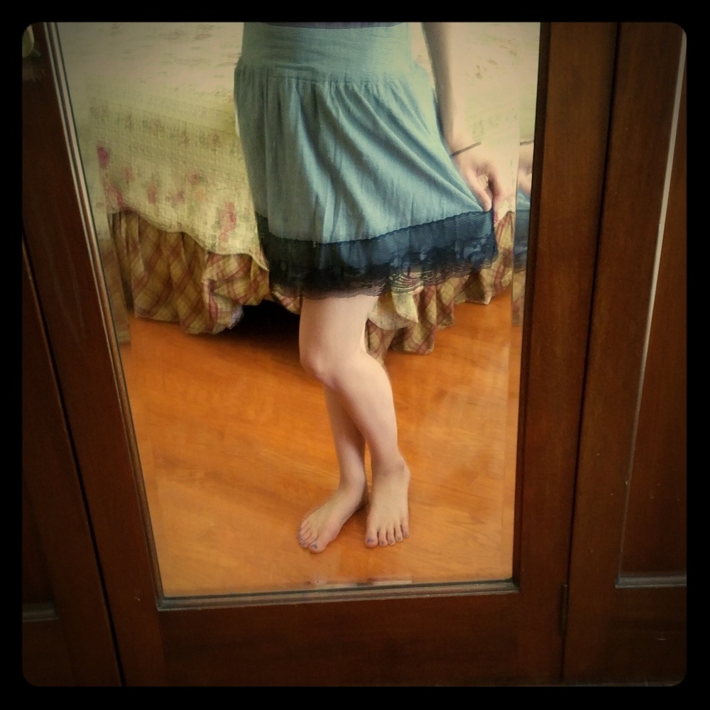 Gray and black skirt